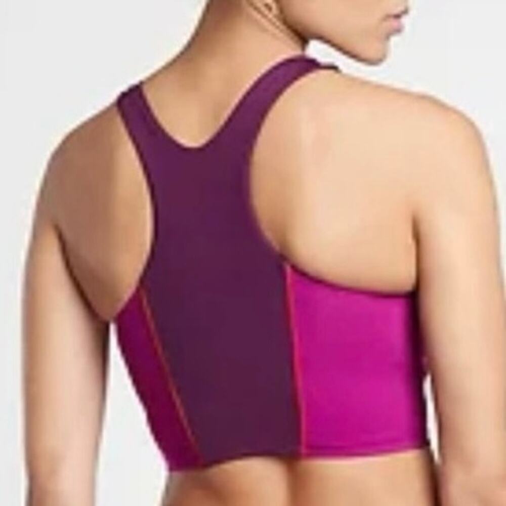 Athleta Colorblock Crop Bikini Top Plum and Hot Pink Small EUC